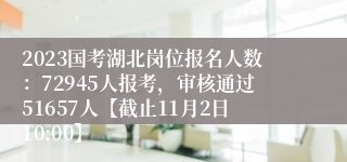 2023国考湖北岗位报名人数：72945人报考，审核通过51657人【截止11月2日10:00】