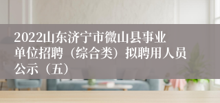 2022山东济宁市微山县事业单位招聘（综合类）拟聘用人员公示（五）