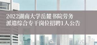 2022湖南大学岳麓书院劳务派遣综合专干岗位招聘1人公告