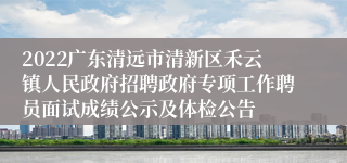 2022广东清远市清新区禾云镇人民政府招聘政府专项工作聘员面试成绩公示及体检公告