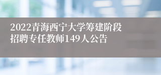 2022青海西宁大学筹建阶段招聘专任教师149人公告