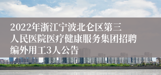 2022年浙江宁波北仑区第三人民医院医疗健康服务集团招聘编外用工3人公告