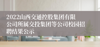 2022山西交通控股集团有限公司所属交投集团等公司校园招聘结果公示