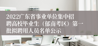 2022广东省事业单位集中招聘高校毕业生（郁南考区）第一批拟聘用人员名单公示