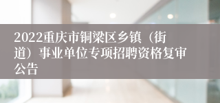 2022重庆市铜梁区乡镇（街道）事业单位专项招聘资格复审公告