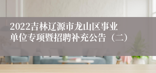 2022吉林辽源市龙山区事业单位专项暨招聘补充公告（二）