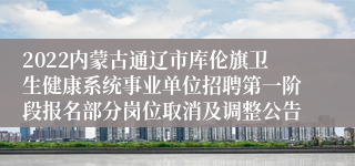 2022内蒙古通辽市库伦旗卫生健康系统事业单位招聘第一阶段报名部分岗位取消及调整公告