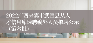 2022广西来宾市武宣县从人才信息库选聘编外人员拟聘公示（第六批）