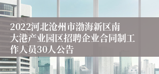 2022河北沧州市渤海新区南大港产业园区招聘企业合同制工作人员30人公告