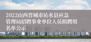 2022山西晋城市沁水县应急管理局招聘事业单位人员拟聘用名单公示