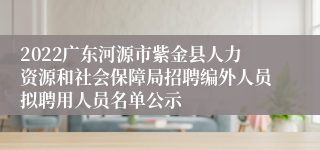 2022广东河源市紫金县人力资源和社会保障局招聘编外人员拟聘用人员名单公示