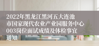 2022年黑龙江黑河五大连池市国家现代农业产业园服务中心003岗位面试成绩及体检事宜通知