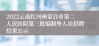 2022云南红河州蒙自市第二人民医院第三批编制外人员招聘结果公示