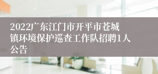 2022广东江门市开平市苍城镇环境保护巡查工作队招聘1人公告