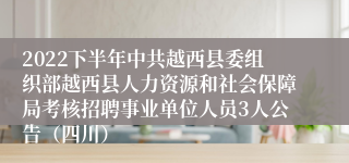 2022下半年中共越西县委组织部越西县人力资源和社会保障局考核招聘事业单位人员3人公告（四川）