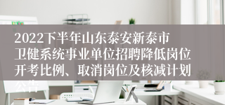 2022下半年山东泰安新泰市卫健系统事业单位招聘降低岗位开考比例、取消岗位及核减计划公告