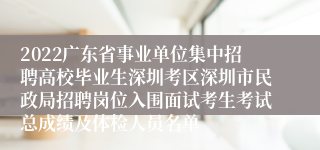 2022广东省事业单位集中招聘高校毕业生深圳考区深圳市民政局招聘岗位入围面试考生考试总成绩及体检人员名单