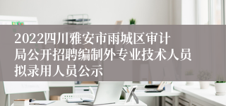 2022四川雅安市雨城区审计局公开招聘编制外专业技术人员拟录用人员公示