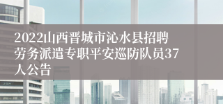 2022山西晋城市沁水县招聘劳务派遣专职平安巡防队员37人公告