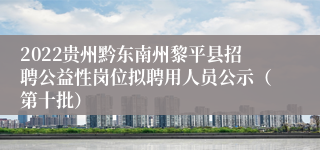 2022贵州黔东南州黎平县招聘公益性岗位拟聘用人员公示（第十批）