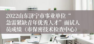 2022山东济宁市事业单位“急需紧缺青年优秀人才”面试人员成绩（市保密技术检查中心）