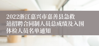 2022浙江嘉兴市嘉善县急救站招聘合同制人员总成绩及入围体检人员名单通知