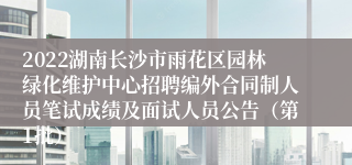 2022湖南长沙市雨花区园林绿化维护中心招聘编外合同制人员笔试成绩及面试人员公告（第1批）