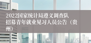 2022国家统计局遵义调查队招募青年就业见习人员公告（贵州）