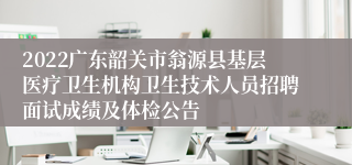 2022广东韶关市翁源县基层医疗卫生机构卫生技术人员招聘面试成绩及体检公告