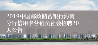 2019中国邮政储蓄银行海南分行信用卡营销员社会招聘20人公告