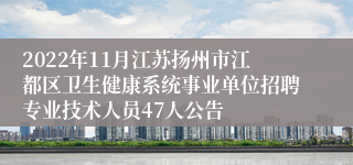 2022年11月江苏扬州市江都区卫生健康系统事业单位招聘专业技术人员47人公告