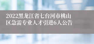 2022黑龙江省七台河市桃山区急需专业人才引进6人公告