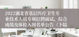 2022湖北省基层医疗卫生专业技术人员专项招聘面试、综合成绩及体检入围名单公告（下陆区）