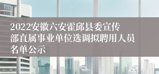 2022安徽六安霍邱县委宣传部直属事业单位选调拟聘用人员名单公示