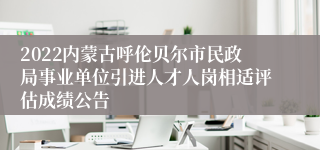 2022内蒙古呼伦贝尔市民政局事业单位引进人才人岗相适评估成绩公告