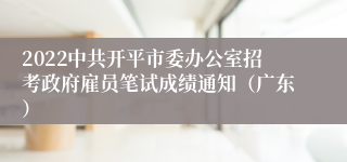 2022中共开平市委办公室招考政府雇员笔试成绩通知（广东）