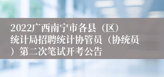 2022广西南宁市各县（区）统计局招聘统计协管员（协统员）第二次笔试开考公告