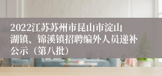 2022江苏苏州市昆山市淀山湖镇、锦溪镇招聘编外人员递补公示（第八批）