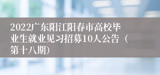 2022广东阳江阳春市高校毕业生就业见习招募10人公告（第十八期）