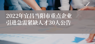 2022年宜昌当阳市重点企业引进急需紧缺人才30人公告