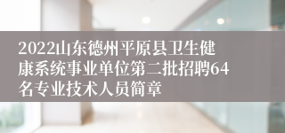 2022山东德州平原县卫生健康系统事业单位第二批招聘64名专业技术人员简章