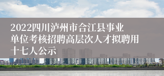 2022四川泸州市合江县事业单位考核招聘高层次人才拟聘用十七人公示