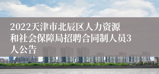 2022天津市北辰区人力资源和社会保障局招聘合同制人员3人公告