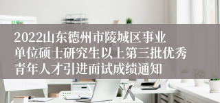 2022山东德州市陵城区事业单位硕士研究生以上第三批优秀青年人才引进面试成绩通知