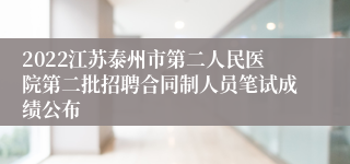 2022江苏泰州市第二人民医院第二批招聘合同制人员笔试成绩公布