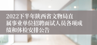 2022下半年陕西省文物局直属事业单位招聘面试人员各项成绩和体检安排公告