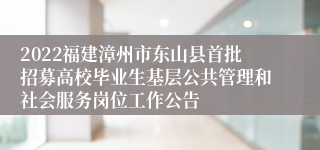 2022福建漳州市东山县首批招募高校毕业生基层公共管理和社会服务岗位工作公告