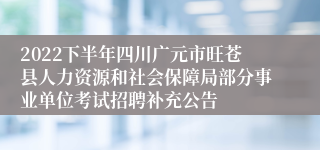 2022下半年四川广元市旺苍县人力资源和社会保障局部分事业单位考试招聘补充公告