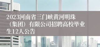 2023河南省三门峡黄河明珠（集团）有限公司招聘高校毕业生12人公告