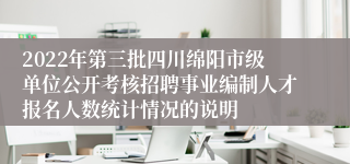 2022年第三批四川绵阳市级单位公开考核招聘事业编制人才报名人数统计情况的说明
